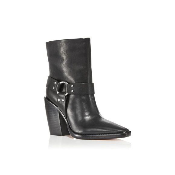 RAG & BONE Womens Black O-Ring Grommets Rio Western Leather...